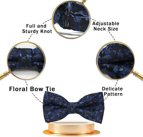 Pre-tied Floral Bow Ties for Men Adjustable Flower Pattern Satin Bow Tie for Tuxedo Wedding Formal Casual in Saudi Arabia