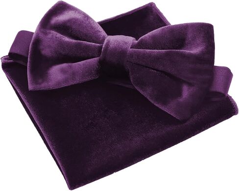 Velvet Bow Ties for Men with Mens Pocket Squares Set, Adjustable Pre-tied Men's Bowties for Wedding Party Concert in Saudi Arabia