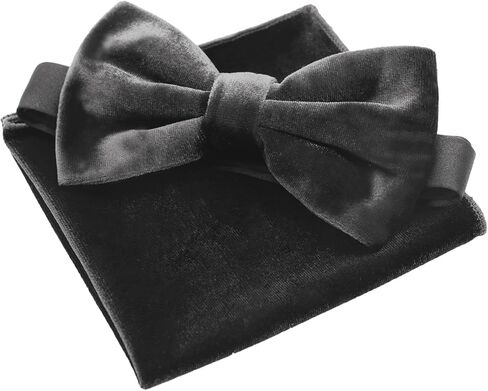 Velvet Bow Ties for Men with Mens Pocket Squares Set, Adjustable Pre-tied Men's Bowties for Wedding Party Concert in Saudi Arabia