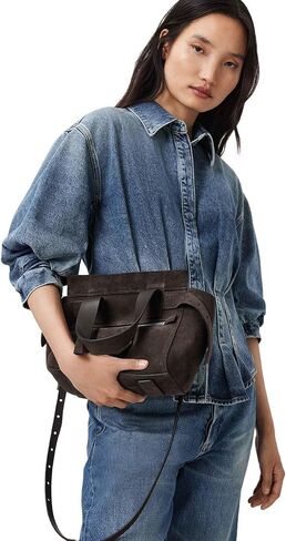 AllSaints Perez Mini Suede Bag, Fango Brown in Saudi Arabia