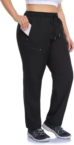 ZERDOCEAN Women's Plus Size Fleece Lined Water Resistant Hiking Pants Winter Thermal Ski Joggers with Pockets in Saudi Arabia