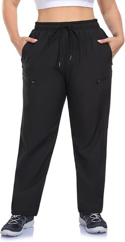 ZERDOCEAN Women's Plus Size Fleece Lined Water Resistant Hiking Pants Winter Thermal Ski Joggers with Pockets in Saudi Arabia