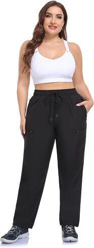 ZERDOCEAN Women's Plus Size Fleece Lined Water Resistant Hiking Pants Winter Thermal Ski Joggers with Pockets in Saudi Arabia
