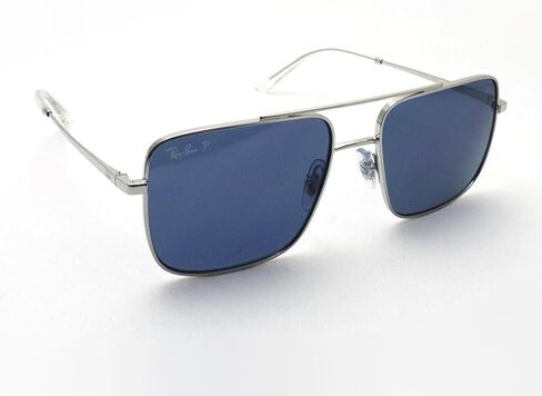 Ray-Ban Square Sunglasses, Silver Frame, Blue Polarized Lens (0RB3758-0032V54) in Kuwait