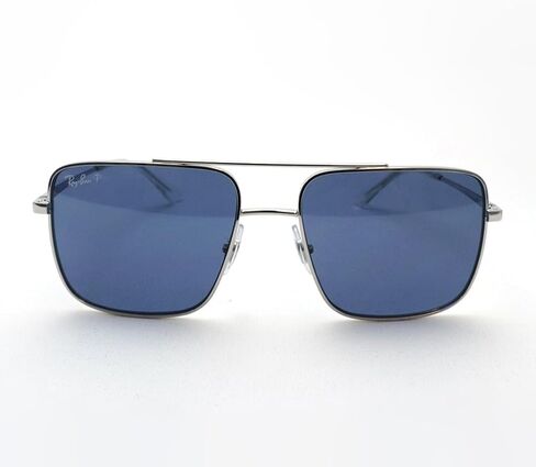 Ray-Ban Square Sunglasses, Silver Frame, Blue Polarized Lens (0RB3758-0032V54) in Kuwait