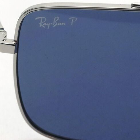 Ray-Ban Square Sunglasses, Silver Frame, Blue Polarized Lens (0RB3758-0032V54) in Kuwait