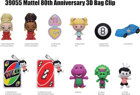 Mattel 80th Anniversary Series 1 – 5" Collectible Bag Clip – Blind Bag (ONE Random Figure) – Toy Brand Character Keychain/Backpack Accessory | Official Licensed Merchandise in Saudi Arabia