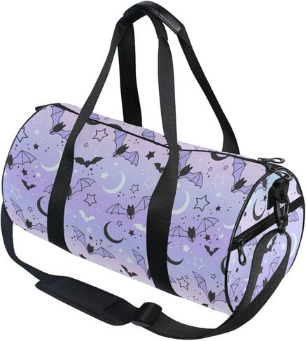 Round Duffel Sports Bag Purple Bat Moon Lightweight with Inner Pocket Gym Bag for Men Women Duffle Bag for Travel Sports in Kuwait