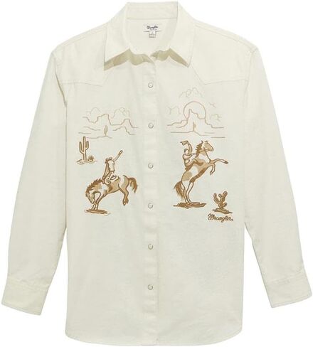 Wrangler Women's Embroidered Denim Snap Shirt in Saudi Arabia