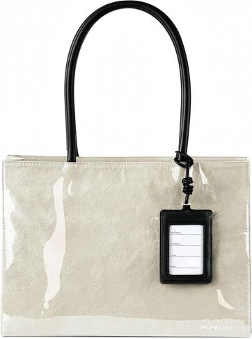 HOMESPON PVC Tote Bag Women’s Kraft Paper Work Handbag TPU Purse Shoulder Hobo Bag with Top Handle and Zipper for Weekend in Saudi Arabia
