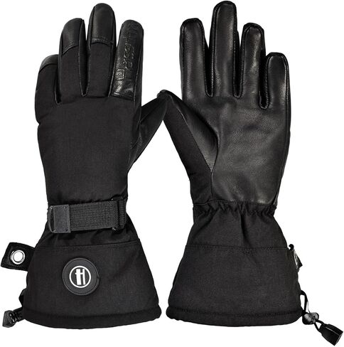 Harssidanzar Winter Leather Skiing Snowboarding Five Finger Snow Glove for Men and Women Army Heli Ski KM069US in Saudi Arabia