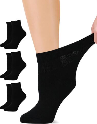 Women's Diabetic Ankle Socks, Made with Rayon derived from Bamboo | Loose Fit, Seamless | Size 6-9/10-12, 3 Pairs in Saudi Arabia