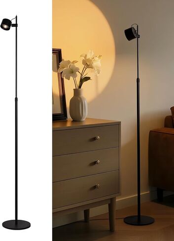 مصباح أرضي LED AISILAN ، مصابيح أرضية حديثة قابلة للضعف 12W ، رأس قابلة للتعديل رأس يقف القراءة ضوء غرفة نوم غرفة المعيشة الداخلية ، أسود ، 3000 كيلو ، CRI 97 in Saudi Arabia