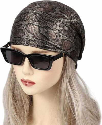 Y2K Snake Print Head Scarf Bandana Shiny Satin Silk Head Wrap Cool Headscarf for Women Girls Party Streetwear in Saudi Arabia