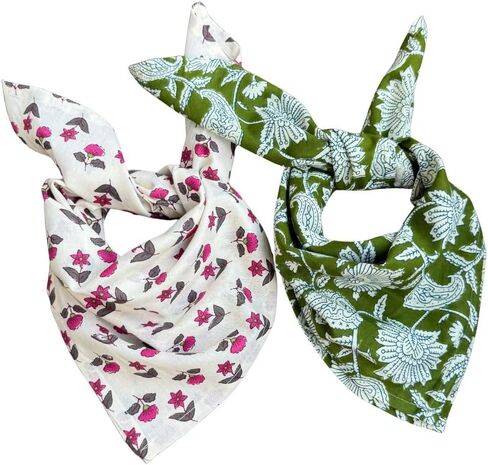 100% Cotton Bandanas for Men and Women - Large Head Scarf 20x20 Inch Pack of 2 - Versatile Cotton Bandanas for Women in Saudi Arabia