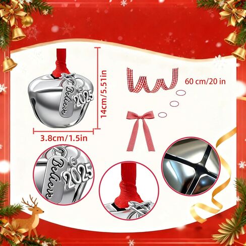 24 قطعة من زخارف جرس عيد الميلاد لعام 2025، جرس بولار إكسبريس الفضي، جرس مزلقة، جرس جلجل، حشو صندوق عشية عيد الميلاد للأطفال والكبار in Kuwait