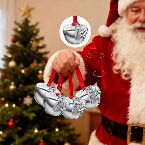24 قطعة من زخارف جرس عيد الميلاد لعام 2025، جرس بولار إكسبريس الفضي، جرس مزلقة، جرس جلجل، حشو صندوق عشية عيد الميلاد للأطفال والكبار in Kuwait