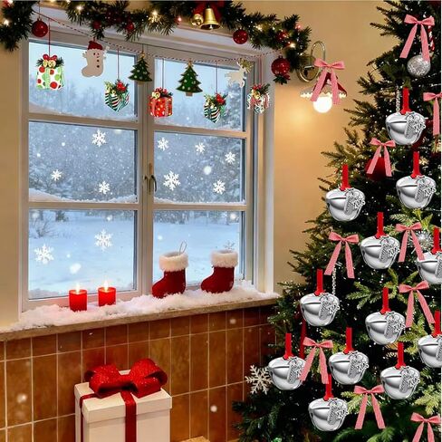 24 قطعة من زخارف جرس عيد الميلاد لعام 2025، جرس بولار إكسبريس الفضي، جرس مزلقة، جرس جلجل، حشو صندوق عشية عيد الميلاد للأطفال والكبار in Kuwait