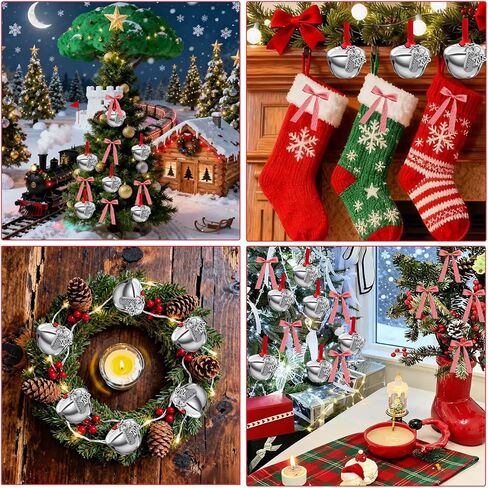 24 قطعة من زخارف جرس عيد الميلاد لعام 2025، جرس بولار إكسبريس الفضي، جرس مزلقة، جرس جلجل، حشو صندوق عشية عيد الميلاد للأطفال والكبار in Kuwait