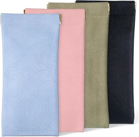 4 Pack Leather Eyewear Case, Sunglass Case, PU Soft Sunglasses Bag Soft Eyeglass Cases for Men and Women in Saudi Arabia