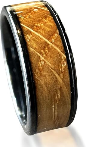 BW James Jewelers "The Lexington 8mm Black Ceramic Mens Wedding Band - Made With Kentucky Straight Bourbon Whiskey Barrel Comfortable for Promise-Engagement, Surprise Anniversary Ring Sizes 6-16 in Saudi Arabia