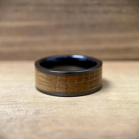 BW James Jewelers "The Lexington 8mm Black Ceramic Mens Wedding Band - Made With Kentucky Straight Bourbon Whiskey Barrel Comfortable for Promise-Engagement, Surprise Anniversary Ring Sizes 6-16 in Saudi Arabia