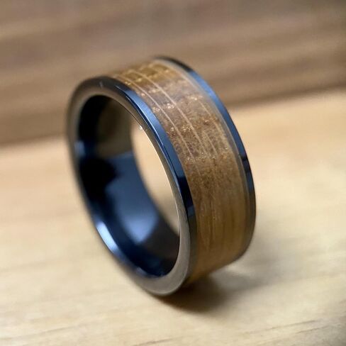 BW James Jewelers "The Lexington 8mm Black Ceramic Mens Wedding Band - Made With Kentucky Straight Bourbon Whiskey Barrel Comfortable for Promise-Engagement, Surprise Anniversary Ring Sizes 6-16 in Saudi Arabia