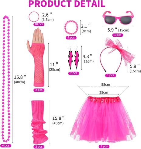 80s Outfit for Women，80s Costumes Dress for Women Decades Day Outfits Womens for Neon Themed Party in Saudi Arabia