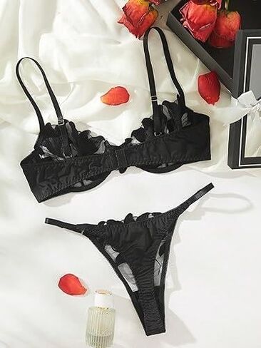 مثير ورقة الأزهار المطرزة Underwire شبكة محض الملابس الداخلية مجموعة in Saudi Arabia