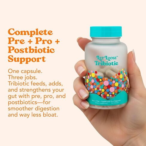 Let Loose Daily Tribiotic Pills - Probiotics, Prebiotics, and Postbiotics to Feed Your Microbiome and Support Smooth Daily Digestion, Gut Health, Gut Lining Repair for Women and Men, 30 Capsules in Saudi Arabia