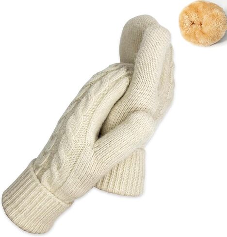 Winter Mittens Gloves for Women Warm Fleece Lining Knit Thick Thermal Snow Gloves for for Cold Weather Gifts in Saudi Arabia