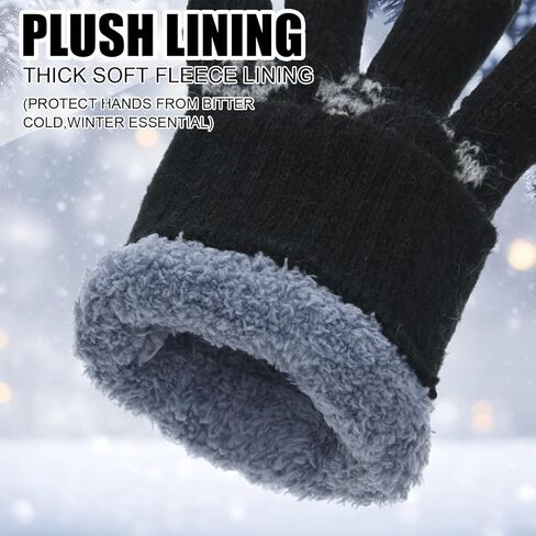 Vicenpal 3 Pairs Winter Knit Gloves for Women Snowflake Warm Thickened Lining Gloves Mittens for Cold Weather Christmas Gift in Saudi Arabia