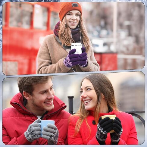 Vicenpal 3 Pairs Winter Knit Gloves for Women Snowflake Warm Thickened Lining Gloves Mittens for Cold Weather Christmas Gift in Saudi Arabia