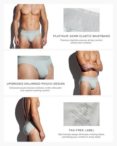 SALIGIA Men’s Briefs Sexy, Tag-Free &100s Silky-Sheen Lyocell Underwear with Supportive No-Fly Pouch 3-Pack in Saudi Arabia