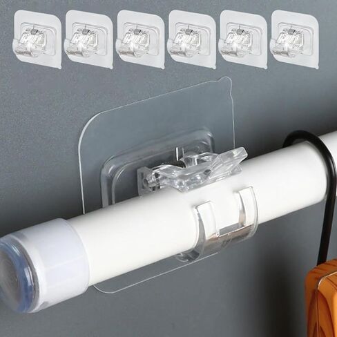 2.36x2.36 inch Self-Adhesive Transparent Curtain Clips - No Drill Wall Mount Hooks, 6 Pack for Home Decor and Curtain Hanging in Saudi Arabia