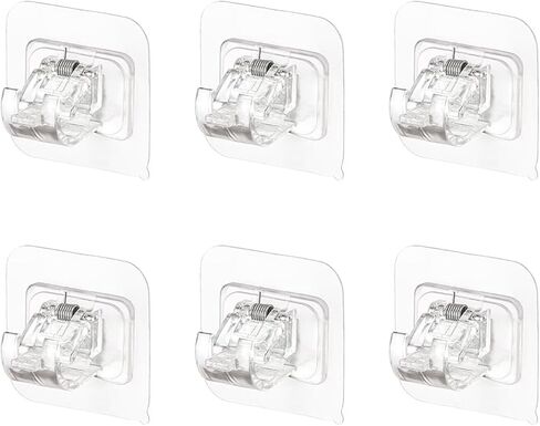 2.36x2.36 inch Self-Adhesive Transparent Curtain Clips - No Drill Wall Mount Hooks, 6 Pack for Home Decor and Curtain Hanging in Saudi Arabia