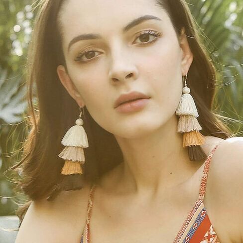 Clip on Earrings, Lightweight Colorful Layered Tassel Bohemian Statement Tiered Big Dangle Drop Earrings for Women, Non Pierced, Boho Jewelry in Saudi Arabia