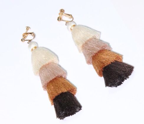 Clip on Earrings, Lightweight Colorful Layered Tassel Bohemian Statement Tiered Big Dangle Drop Earrings for Women, Non Pierced, Boho Jewelry in Saudi Arabia