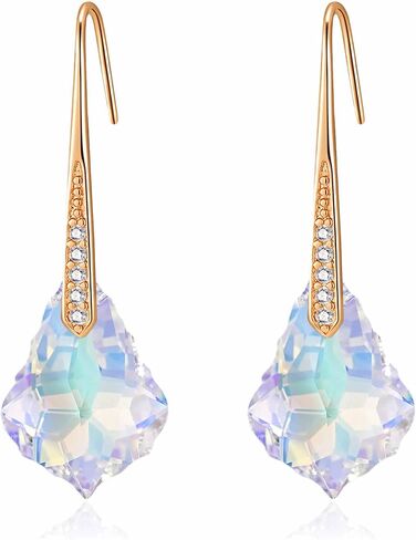 Dainty Austrian Crystal Baroque Drop Dangle Earrings for Women 14K Gold Plated Hook Earring Hypoallergenic Jewelry Gifts for Women in Saudi Arabia