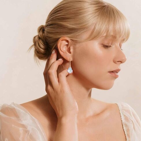 Dainty Austrian Crystal Baroque Drop Dangle Earrings for Women 14K Gold Plated Hook Earring Hypoallergenic Jewelry Gifts for Women in Saudi Arabia