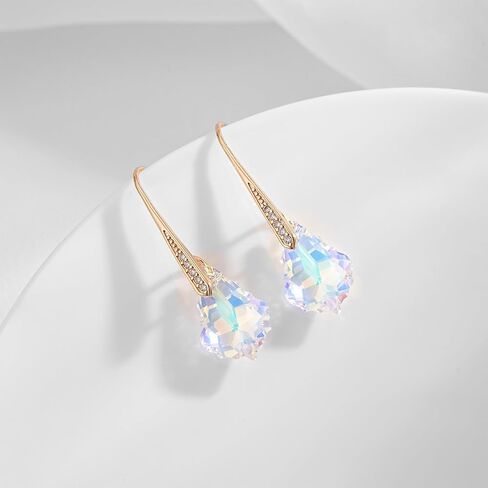 Dainty Austrian Crystal Baroque Drop Dangle Earrings for Women 14K Gold Plated Hook Earring Hypoallergenic Jewelry Gifts for Women in Saudi Arabia
