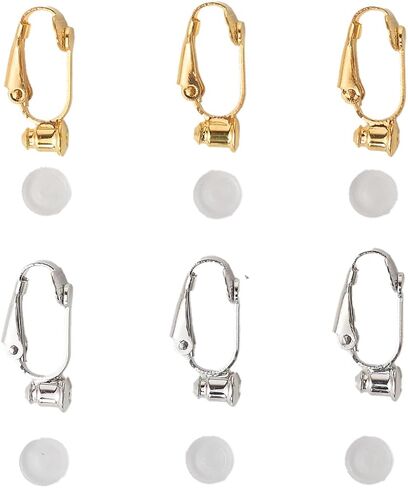 12 Pieces Clip on Earrings Converter with Silicone Pads for Non-Pierced Ears Convert Pierced Earrings to Clip-on Gold and Silver in Saudi Arabia