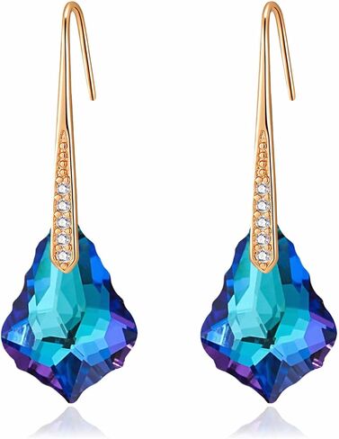 Dainty Austrian Crystal Baroque Drop Dangle Earrings for Women 14K Gold Plated Hook Earring Hypoallergenic Jewelry Gifts for Women in Saudi Arabia