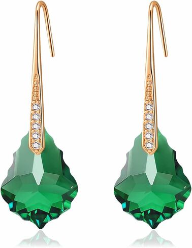 Dainty Austrian Crystal Baroque Drop Dangle Earrings for Women 14K Gold Plated Hook Earring Hypoallergenic Jewelry Gifts for Women in Saudi Arabia