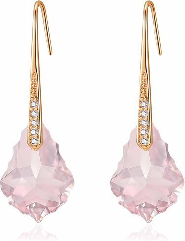 Dainty Austrian Crystal Baroque Drop Dangle Earrings for Women 14K Gold Plated Hook Earring Hypoallergenic Jewelry Gifts for Women in Saudi Arabia
