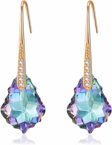 Dainty Austrian Crystal Baroque Drop Dangle Earrings for Women 14K Gold Plated Hook Earring Hypoallergenic Jewelry Gifts for Women in Saudi Arabia