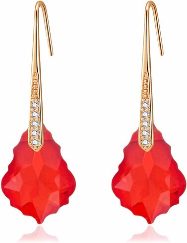 Dainty Austrian Crystal Baroque Drop Dangle Earrings for Women 14K Gold Plated Hook Earring Hypoallergenic Jewelry Gifts for Women in Saudi Arabia