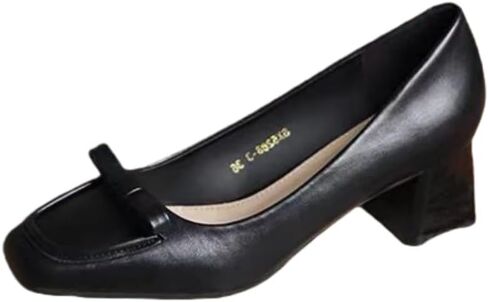 Women's Platform Low-Heeled Square-Toe lace-up Dress Shoes for Office use, Leather high-Heeled Shoes for Work in Saudi Arabia