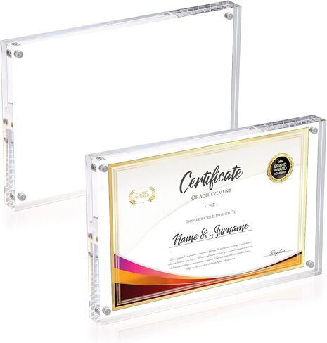 BTSKY 2 Pack 4x10 Inch Acrylic Business License Frame for 4x9 Business License, Thicken Clear Certificate Display Holder, Free Standing Double Sided Tabletop Picture Frame for Desk, Office, Store in Saudi Arabia