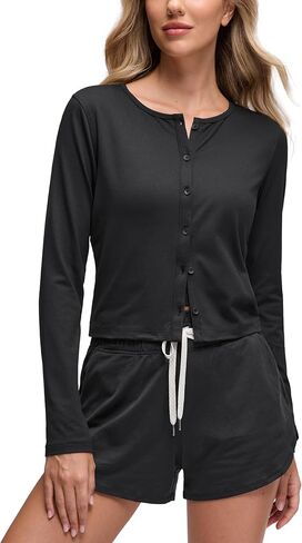 CRZ YOGA Cloud Jersey Lightweight Crewneck Cardigan for Women Soft Knit Button Down Shirts Casual Long Sleeve Fall Tops in Saudi Arabia